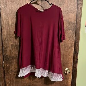 MOA Burgundy Lace Hem Top